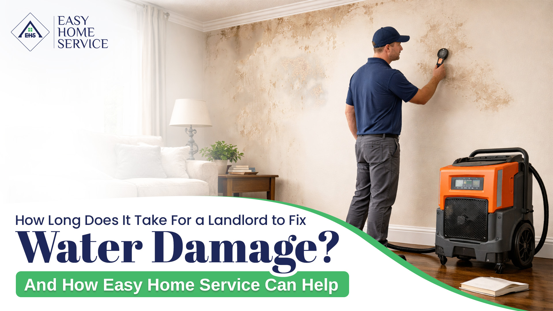 a water damage expert fixing the wall